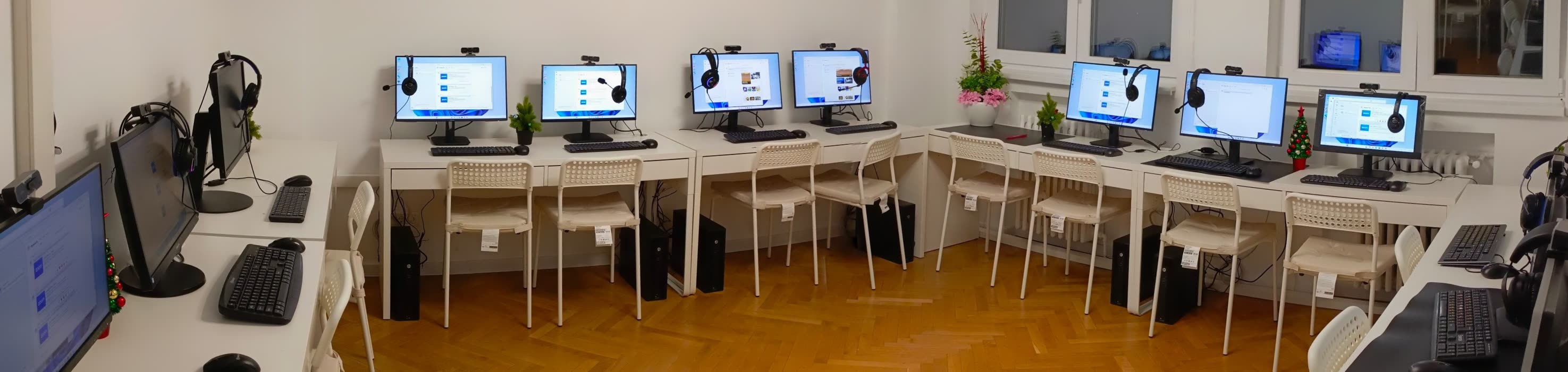 Panorama of the 12-seat training room I set up